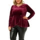 thumbnail image 2 of Tops de terciopelo peplum de manlarcon cuello en V y dobladillo de tulipán de talgrande pamujer borgo4X, 2 of 7