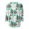 thumbnail image 5 of POTETI Womens Easter,Womens Easter Summer 3/4 Sleeve Crew Neck Graphic Tees for Women, 5 of 5