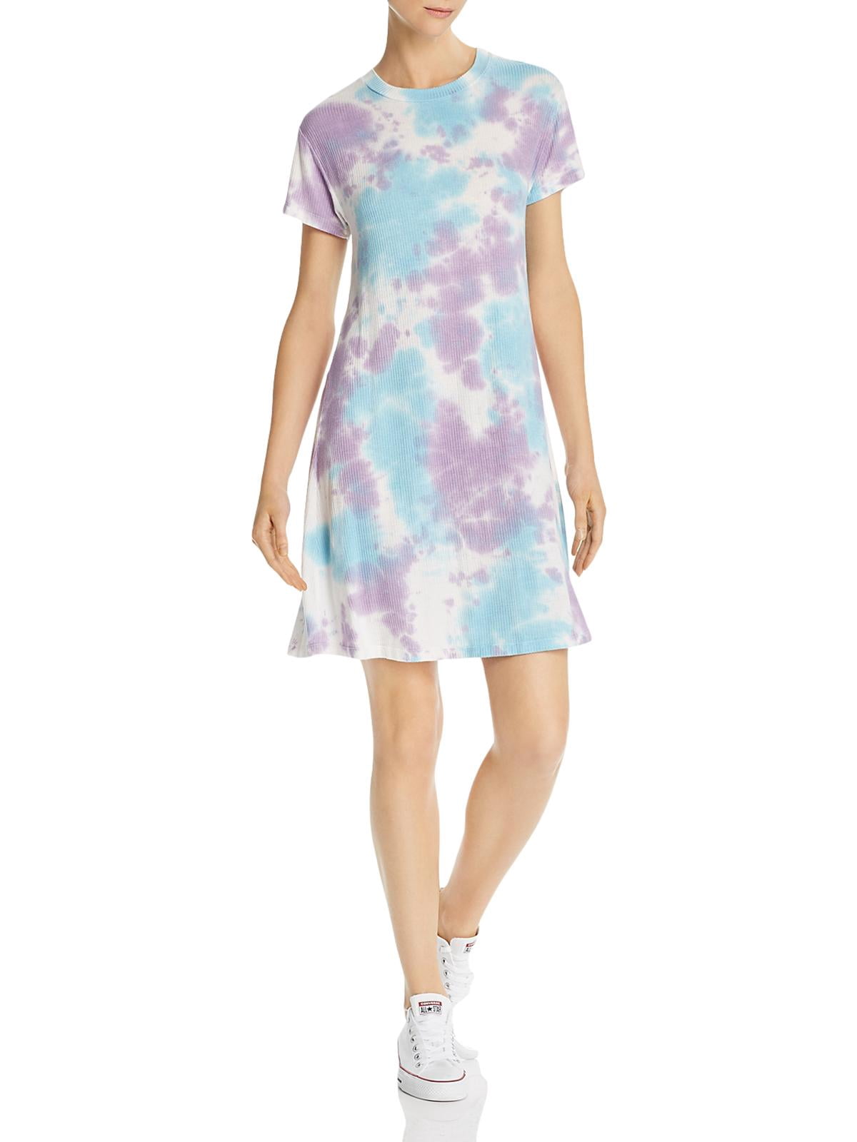 Aqua Womens Ribbed Tie-Dye T-Shirt 