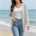 thumbnail image 2 of Kilaqueen Lightweight Button Cardigan for Women, Long Sleeve Open Neck Casual Sweater Jacket with Soft Stretch, Simple Layering Top for Office and Daily Wear, 2 of 8
