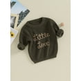 thumbnail image 3 of Bslissey Little Girls Boys Knitted Sweater Toddler Long Sleeve Letter Embroidery Crew Neck Pullovers Kids Loose Warm Knitwear Tops for Casual Daily 18M-5T, 3 of 8
