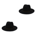 thumbnail image 2 of Sombreros con hebilla de cinturón Sonducket Otoño Invierno sólido ala ancha gorras de lana cálida, 2 of 6