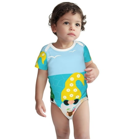 

Kdxio Gnomes On The Beach Pattern Unisex Baby Cotton Short Sleeve Bodysuits-12 Months