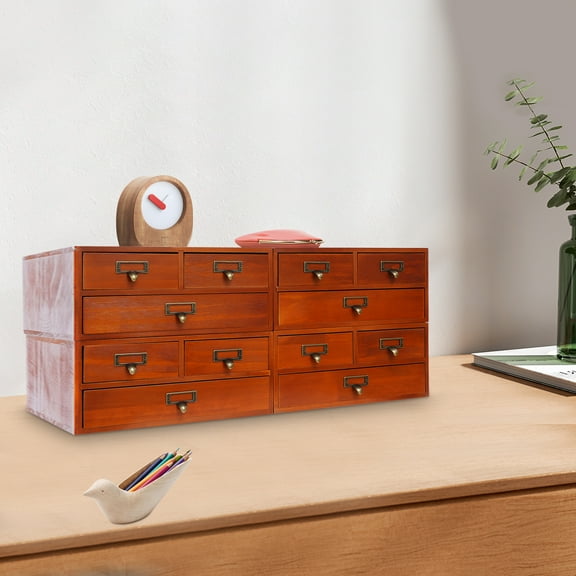 Premium Desktop Organizer Set, 4-Piece Stackable Wooden Storage Drawers with 12 Compartments 22.05lbs