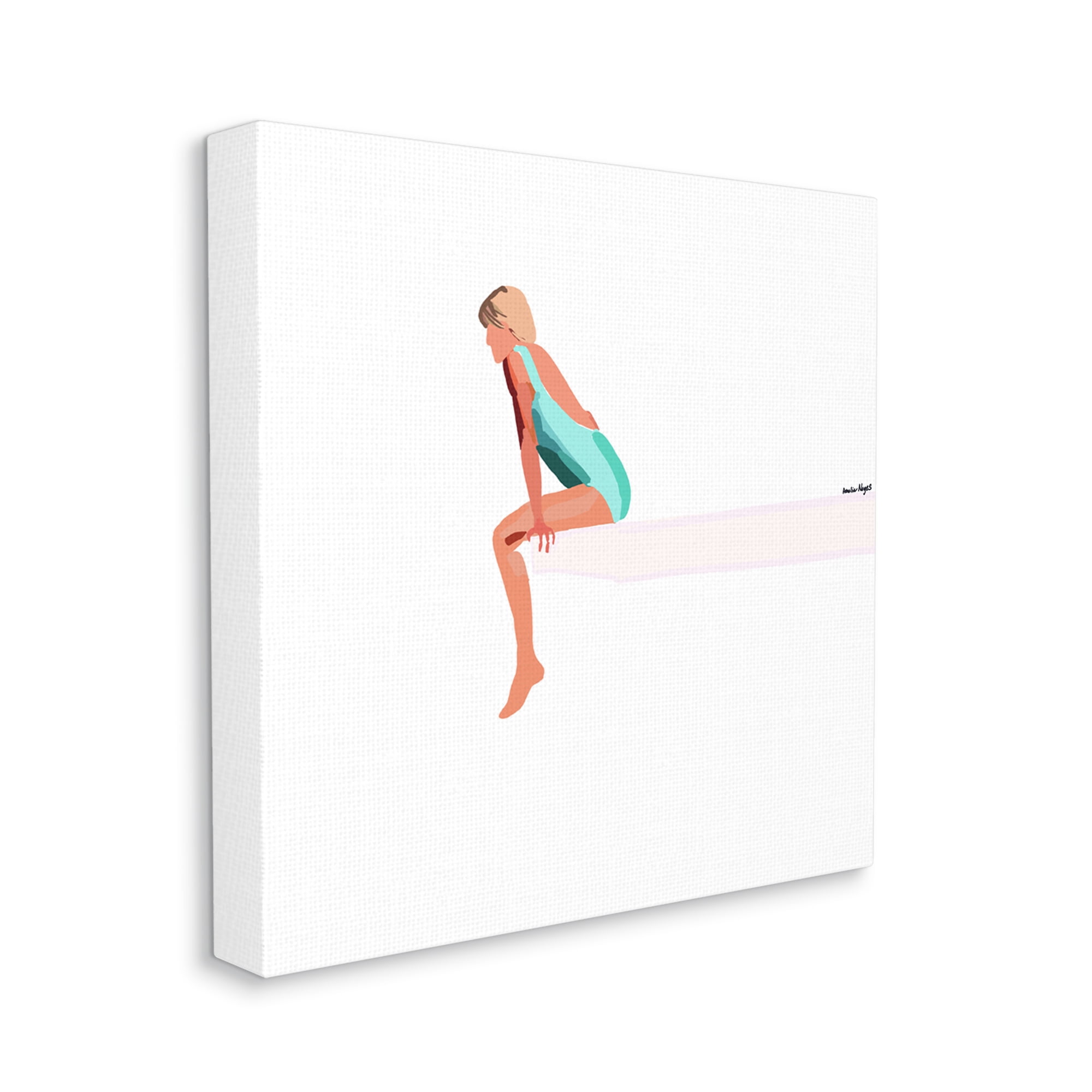 Stupell Industries Woman Sitting Diving Board Summer Beach Pool Graphic Art Gallery Wrapped Canvas Print Wall Art, Design by Amelia Noyes