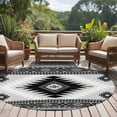 thumbnail image 5 of 5ft Washable Round Rug, Aztec Southwestern Non-Slip Circle Area Rug for Living Room Bedroom, Ethnic Tribal Style Geometric Black Grey Indoor Floor Mat for Home Decor, 5 of 9