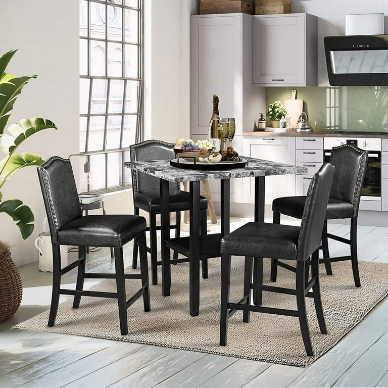 Rhomtree 5 Piece Counter Height Dining Set Kitchen Table Furniture