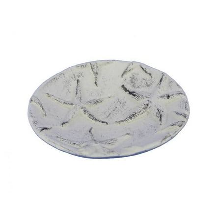 Modern Decorative Plates Whitewashed Cast Iron Starfish Decorative Plate 6.5