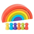 thumbnail image 1 of 12Pcs Wooden Rainbow Blocks Building Nesting Kids Boys, 1 of 8