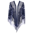 thumbnail image 1 of Chales y envolturas INSPIRAR CHIC para vestidos de noche, bufandas triangulares de encaje con flecos y borlas para mujeres en bodas y fiestas formales 74.8x28.3" Azul oscuro, 1 of 5