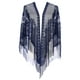 thumbnail image 1 of Chales y envolturas INSPIRAR CHIC para vestidos de noche, bufandas triangulares de encaje con flecos y borlas para mujeres en bodas y fiestas formales 74.8x28.3" Azul oscuro, 1 of 5