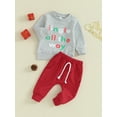 thumbnail image 3 of Wassery Toddler Boy Christmas Outfits Infant Boy Letter Print Long Sleeve Sweatshirt and Elastic Pants 6M 12M 18M 24M 3T 2 Piece Baby Boys Fall Clothes, 3 of 8