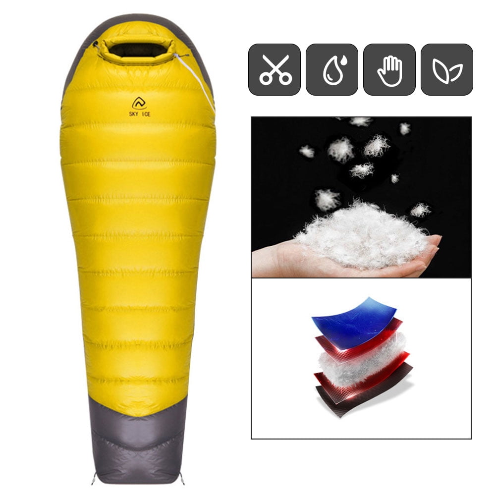 BLEEUS Goose Down Camping Sleeping Bag Ultralight For Outdoor Indoor Camping Supplies (Yellow 600g)