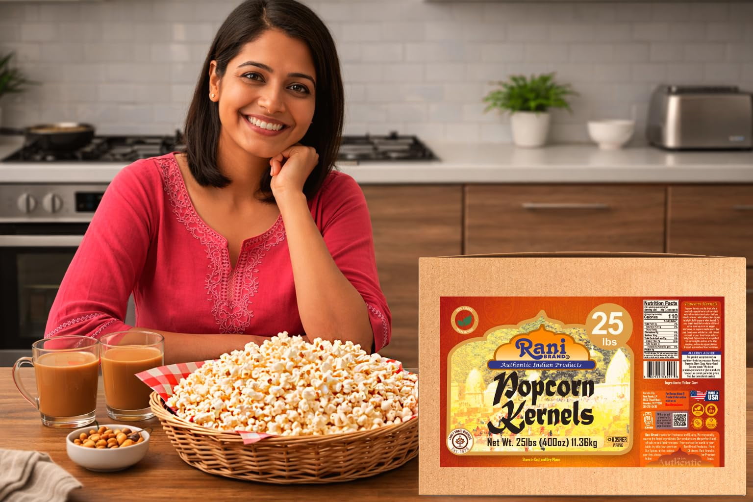 Rani Popcorn Kernels 400oz (25lbs) 11.36kg Bulk, Perfect for Stovetop, Microwave & Popcorn Machines ~ All Natural | Gluten Friendly | Vegan | NON-GMO | Kosher