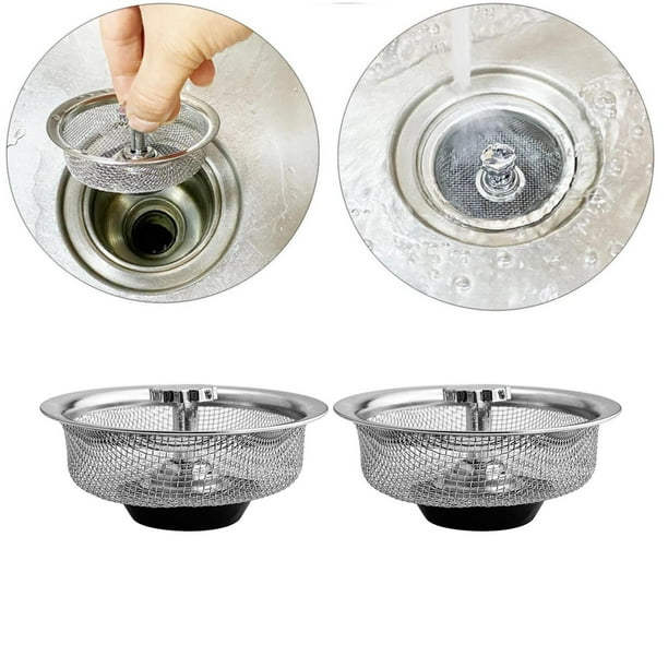 2x Colador de fregadero de cocina, tapón de , de drenaje de lavabo, , recogedor de alimentos sin para desagües estándar (3-