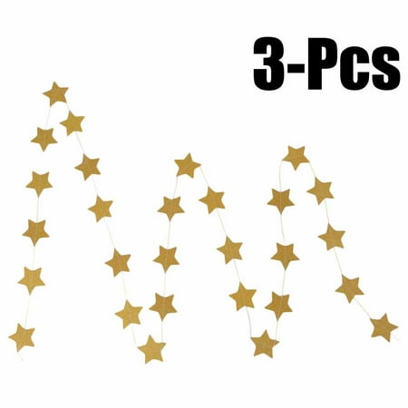 3Pcs Party Banners Sparkling Star Paper Garland Buntings Glitter Banners for Wedding Birthday Graduation Party
