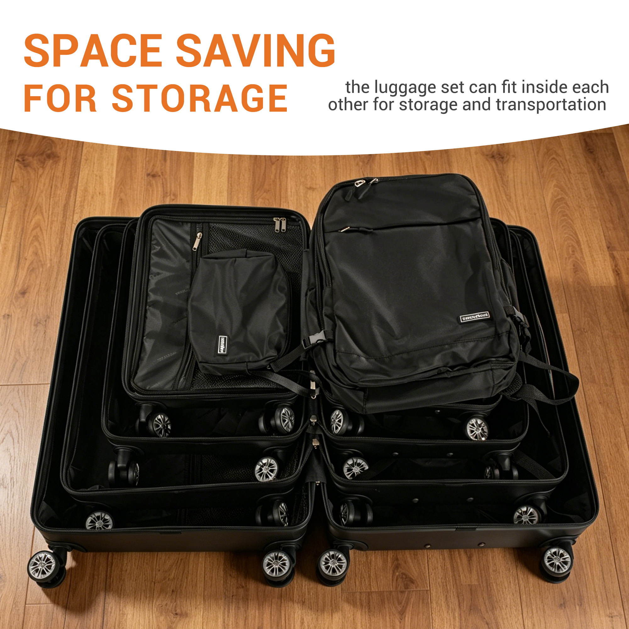 Tripcomp 6-Piece Hardside Spinner Luggage Set with Backpack photo 7