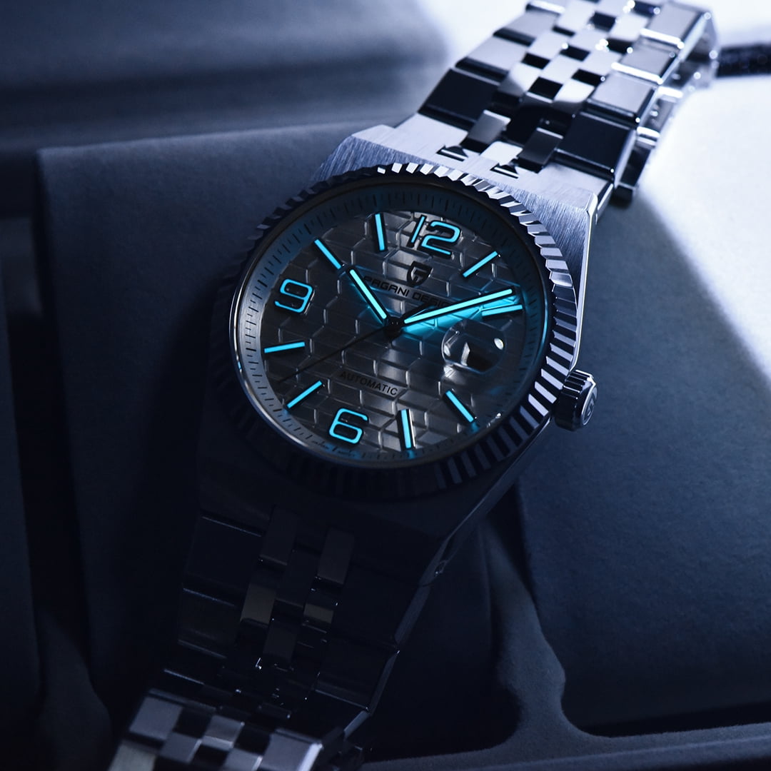 Pagani Design New Men's Automatic Watch Stainless Steel Mechanical Waterproof Wrist Watch for Men, Synthetic Sapphire Dial Glass PD-YS027