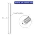 thumbnail image 2 of Uxcell 3Pack M5 x 250mm 0.8mm Pitch 304 Stainless Steel Fully Threaded Rod Bar Studs, 2 of 6