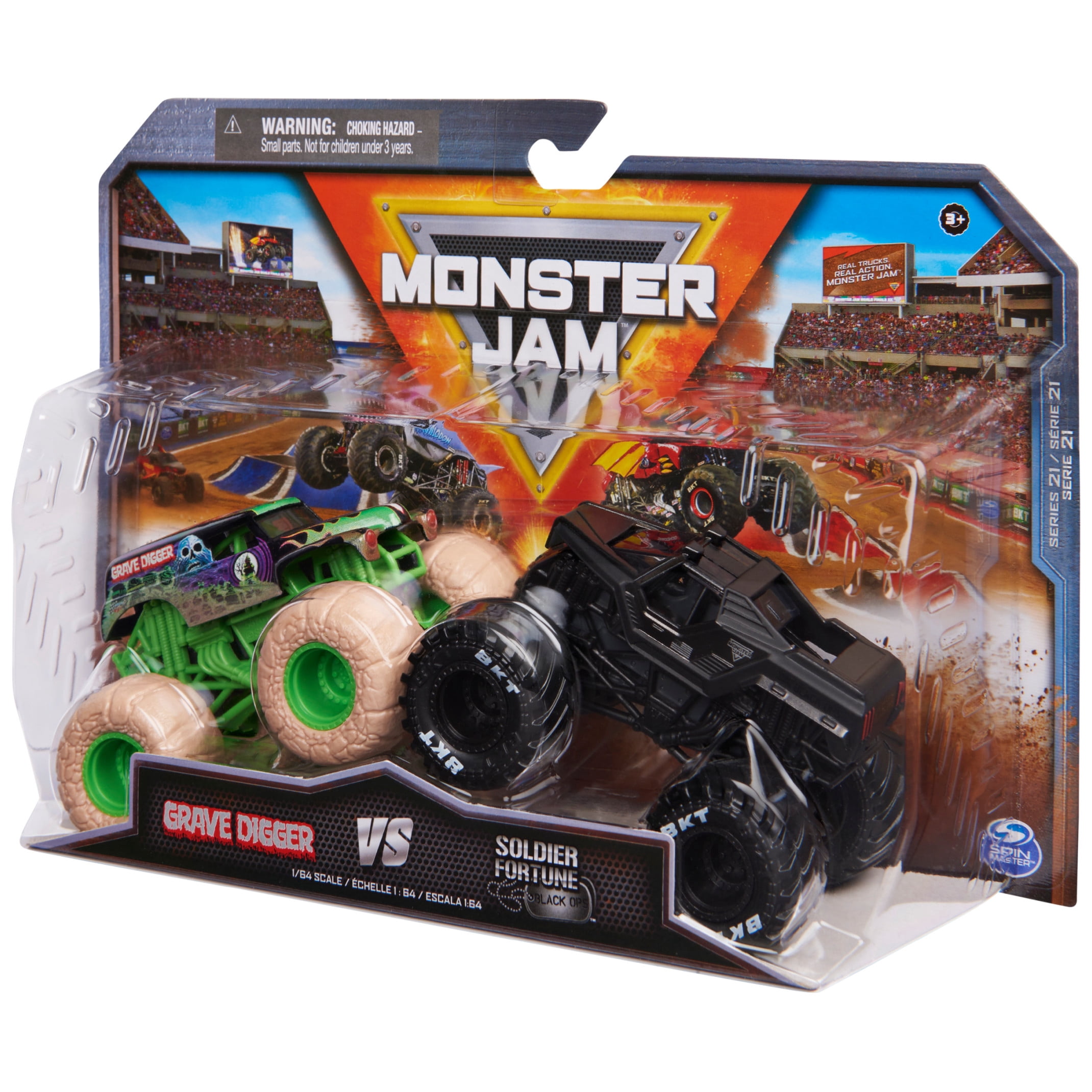 Monster Jam, Grave Digger Vs. Soldier Fortune Black Ops 1:64 Scale Die-Cast Trucks