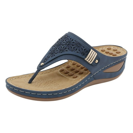 

Sandals Women Flip Flops For Women Womens Wedge Flip Flops Ladies Comfortable Platform Bohemia Shoes Sandals With Arch Support Massage Function Casual Thong Sandal Wedge Sandals For Women Sandals For