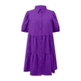 thumbnail image 4 of Iyufng Women Casual Collared Puffed Sleeve Button Down Dresses for Summer, 4 of 6