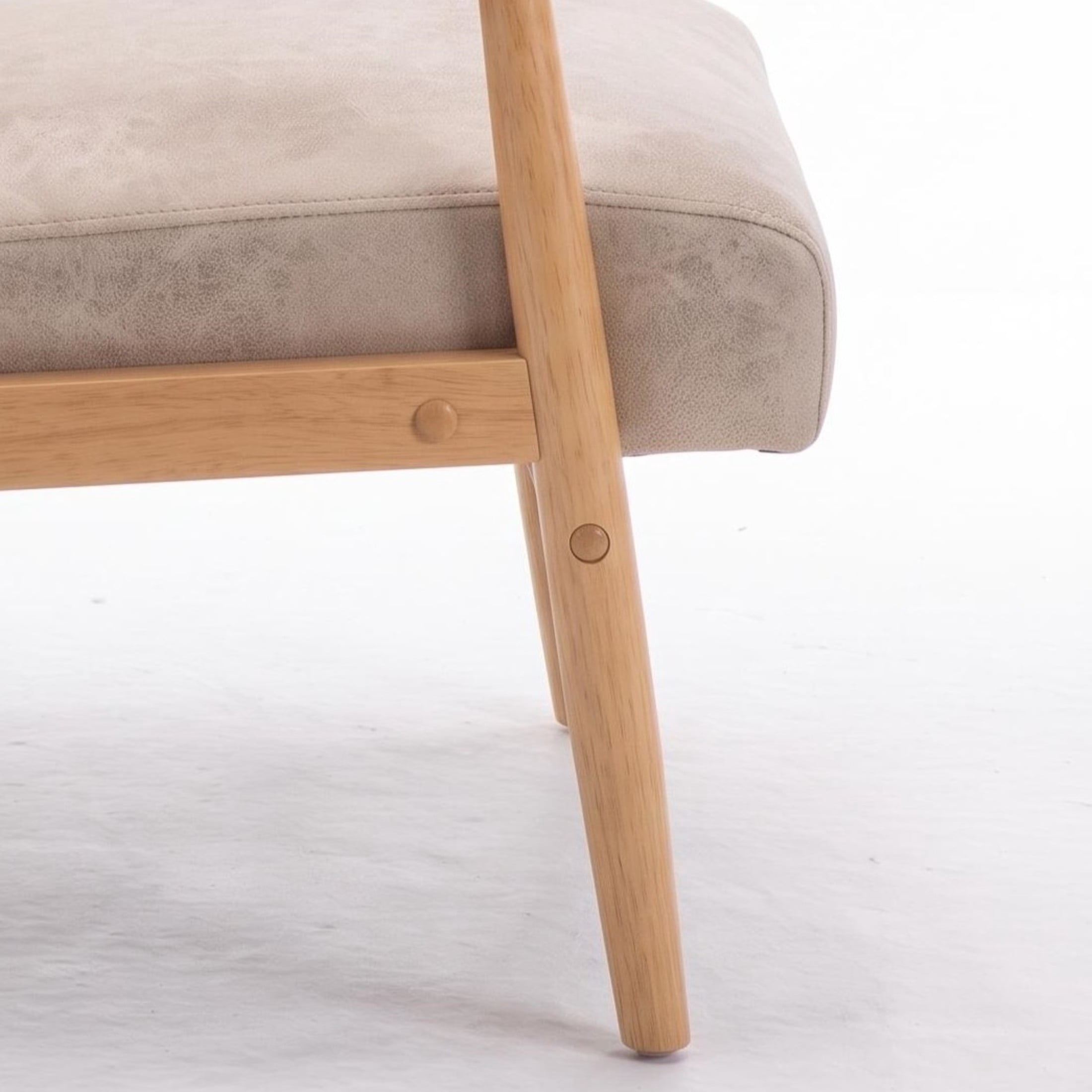 GDF Studio 25.38" Mid-Century Modern Armchair with Tapered Solid Wood Arms, Microfiber Upholstery, Light Camel