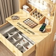 thumbnail image 5 of Satifur Vanity Desk with Mirror & Lights, GRWM Vanity with Drawers & Storage Shelves, Makeup Dressing Table with Charging, Nature, 5 of 10