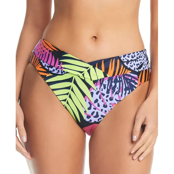 Bar III Women's Palm Prowl High Leg Bikini Bottom M