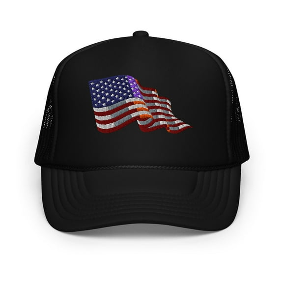 American Flag Foam trucker hat (Black)