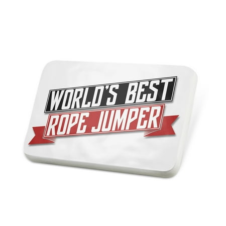 Porcelein Pin Worlds Best Rope Jumper Lapel Badge –