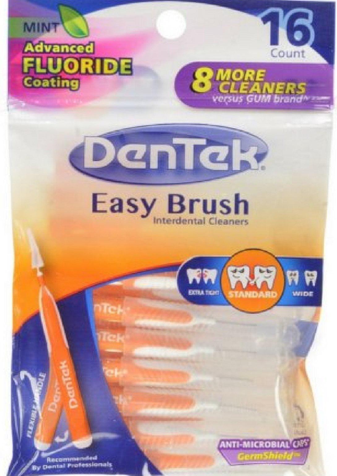DenTek Easy Brush Interdental Cleaners, Mint 16 ea Pack of 4