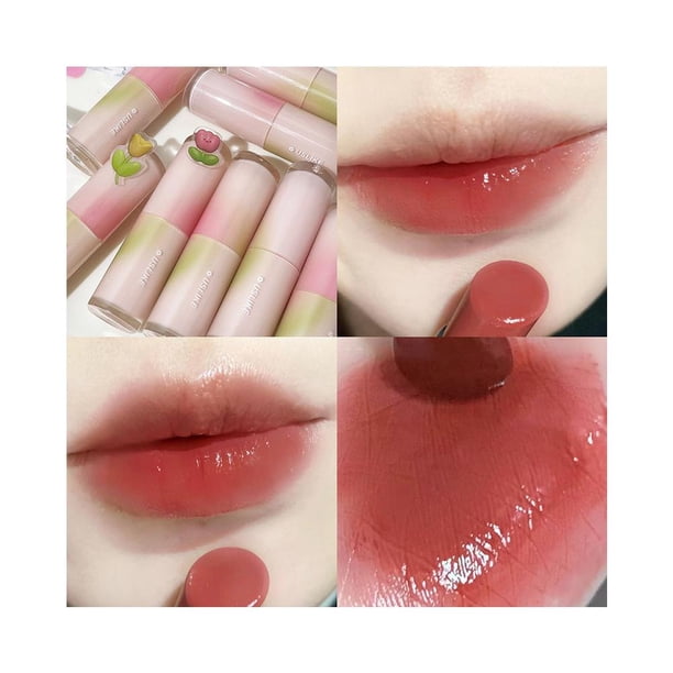 Ruifaya Lápiz labial de espejo Hawthorn Red, hidratante, de larga duración, con brillo labial acuoso de vidrio.