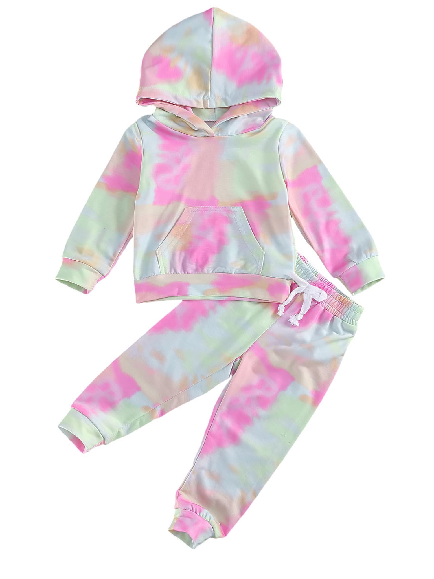 NEW Tie Dye Pink Hooded Sweatshirt Track Suit Girls Outfit Set 2T 3T 4T 5T 
