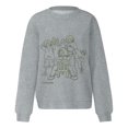 thumbnail image 2 of Gibobby Sudadera con forro polar Mujer Camisa deportiva con cuello estampado para mujer, ajustado con cuello redondo, camisa deportiva informal de manga larga, Top holgado (Gris, XL), 2 of 3