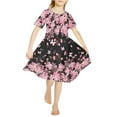 thumbnail image 2 of Yuyamidu Cherry Blossom Short Sleeve for Kids Girls Summer Midi Length Causal Dresses for Teens 11-12 Daily Life Vacation Tour Twirl Swing Dresses Beach Dress, Pink, 2 of 6