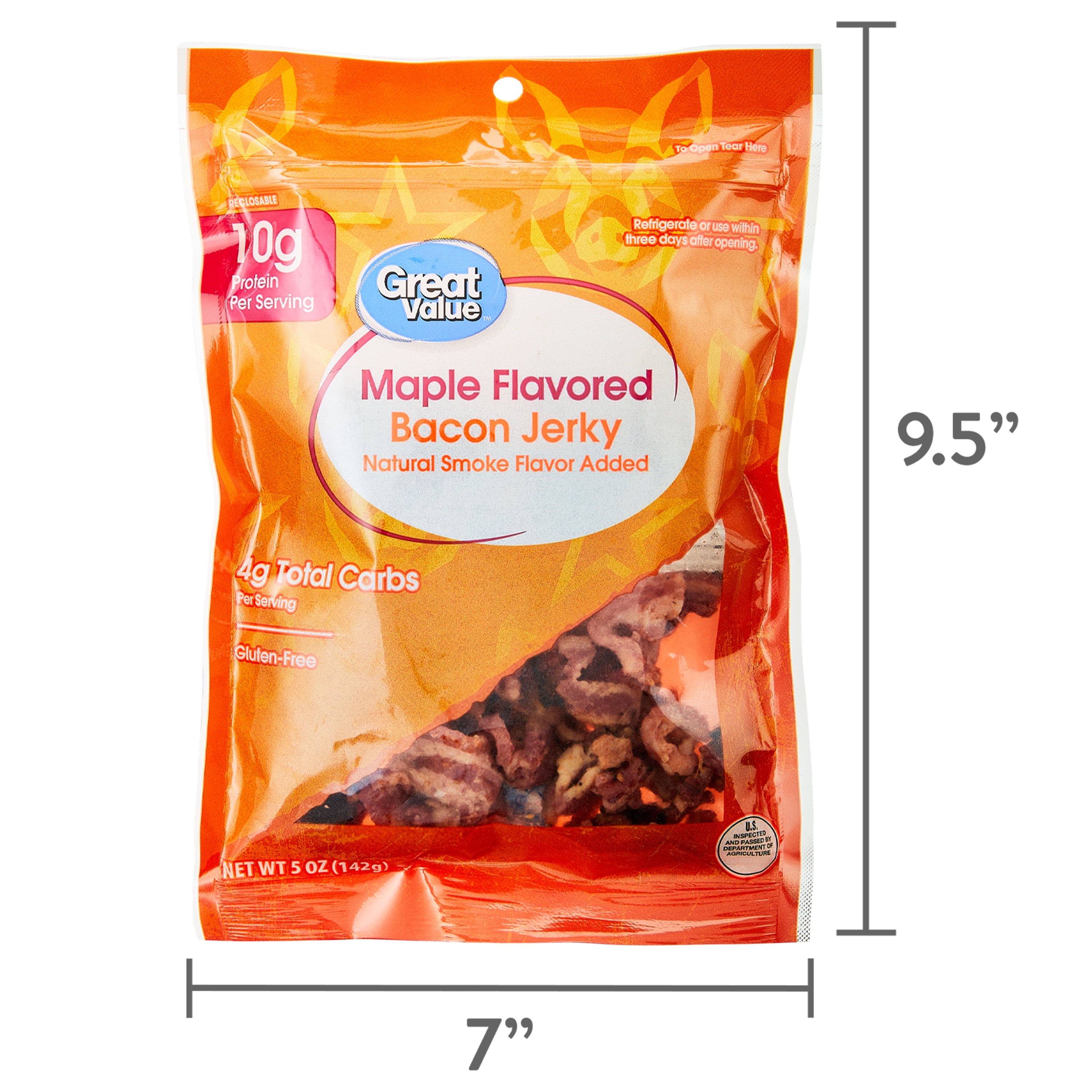 (2 pack) Great Value Maple-Flavored Bacon Jerky, 5 oz