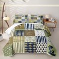 thumbnail image 2 of jejeloiu Rustic Fishing Quilt Bed Spread Queen,Cabin Plaid Pattern Queen Coverlet Set For Boys,Green Navy,3-Piece, 2 of 7