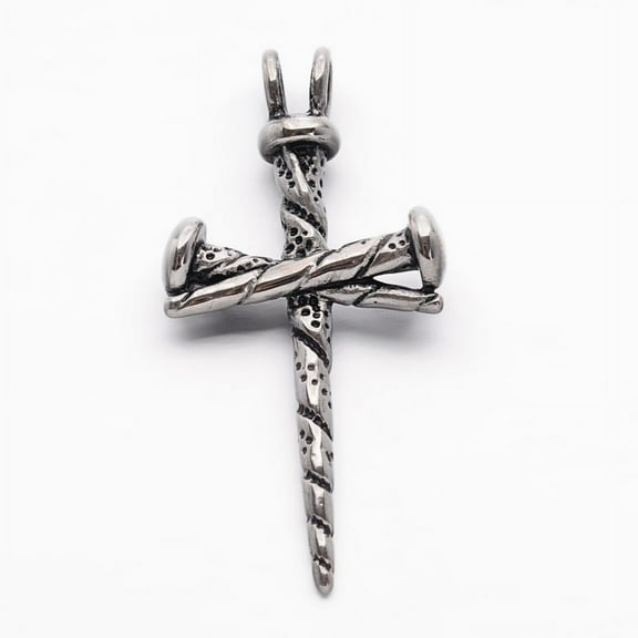 DIY 1pc Retro 304 Stainless Steel Cross Gothic Pendants Antique Silver 44x22x6mm Hole: 4.5x3.5mm DIY