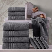 Hawmam Linen Grey Bath Towels 4-Pack - 100% Turkish Cotton, 27 x 54, Soft, Plush, Quickdry, High Absorbent, Low Lint - Towels for Bathroom, College Dorm Essentials, Spa, Gym, Airbnb - 4 Piece Set