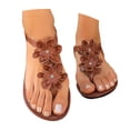 Hopepan White Floral Sandals for Women 2026 - Cute Dressy Flat Bridal ...