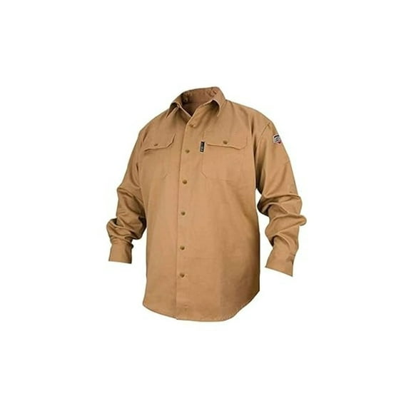 Fs7-Khk Cotton Long Sleeve Work Shirt, Medium