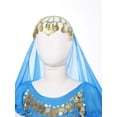 thumbnail image 4 of Alvivi Kids Girls Belly Dance Performance Halloween Costume Crop Tops Pants Hip Scarf Headscarf Set Sky Blue 5-7, 4 of 7