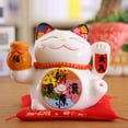 thumbnail image 2 of QualitChoice Ceramic Fortune Cat Figurine Lucky Cute Style Crafts Cartoon Animals Statue Storage Box Piggy Bank Office Desktop Type 1 Type 1, 2 of 6