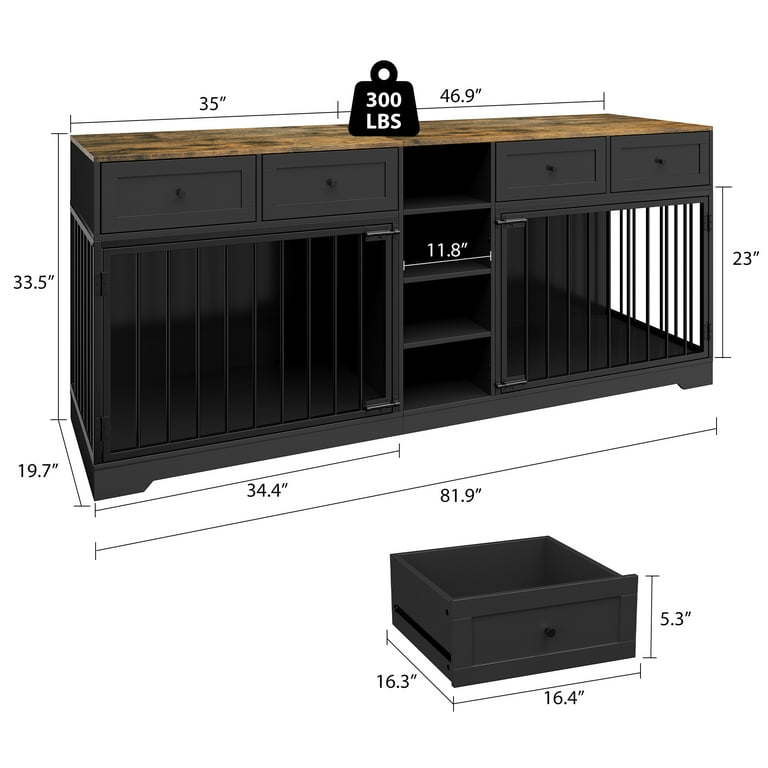 Garvee 82” Large Dog Crate for 2 Dogs, Double Dog Kennel Furniture