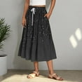 thumbnail image 3 of Mgmyaa Skirts for Women Floral Long Skirt Drawstring Pocket Elastic Waist Casual Summer Pleated Skirt, 3 of 5