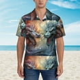 thumbnail image 2 of Pofeuu White And Red Storm Dragon Print Hawaiian Shirt for Men Sleeves Casual Button Down Summer Beach Dress Shirts T-Shirts,XX-Large, 2 of 7