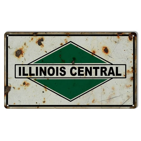 Aged Looking Illinois Central Railroad Sign 8