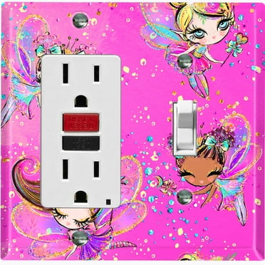 Metal Light Switch Plate Cover Fairytale Unicorn Fairy Cartoon FRY009