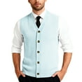 thumbnail image 2 of Huankd Mens Sweater Vest Sleeveless Classic Business Casual Cable Knit Cardigan Sweater V Neck Button Down Pullover Vest Light Blue S, 2 of 7
